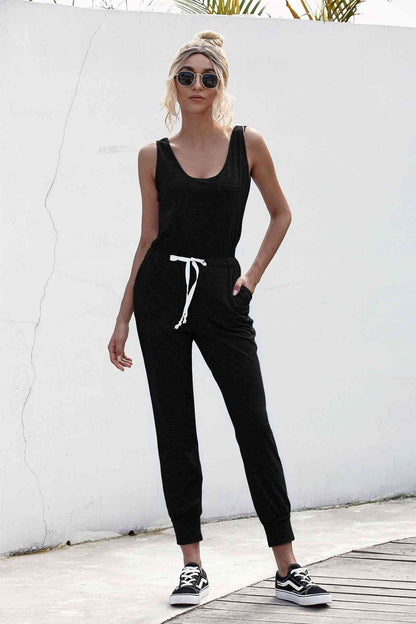 Knot Sleeveless Waist Jumpsuit